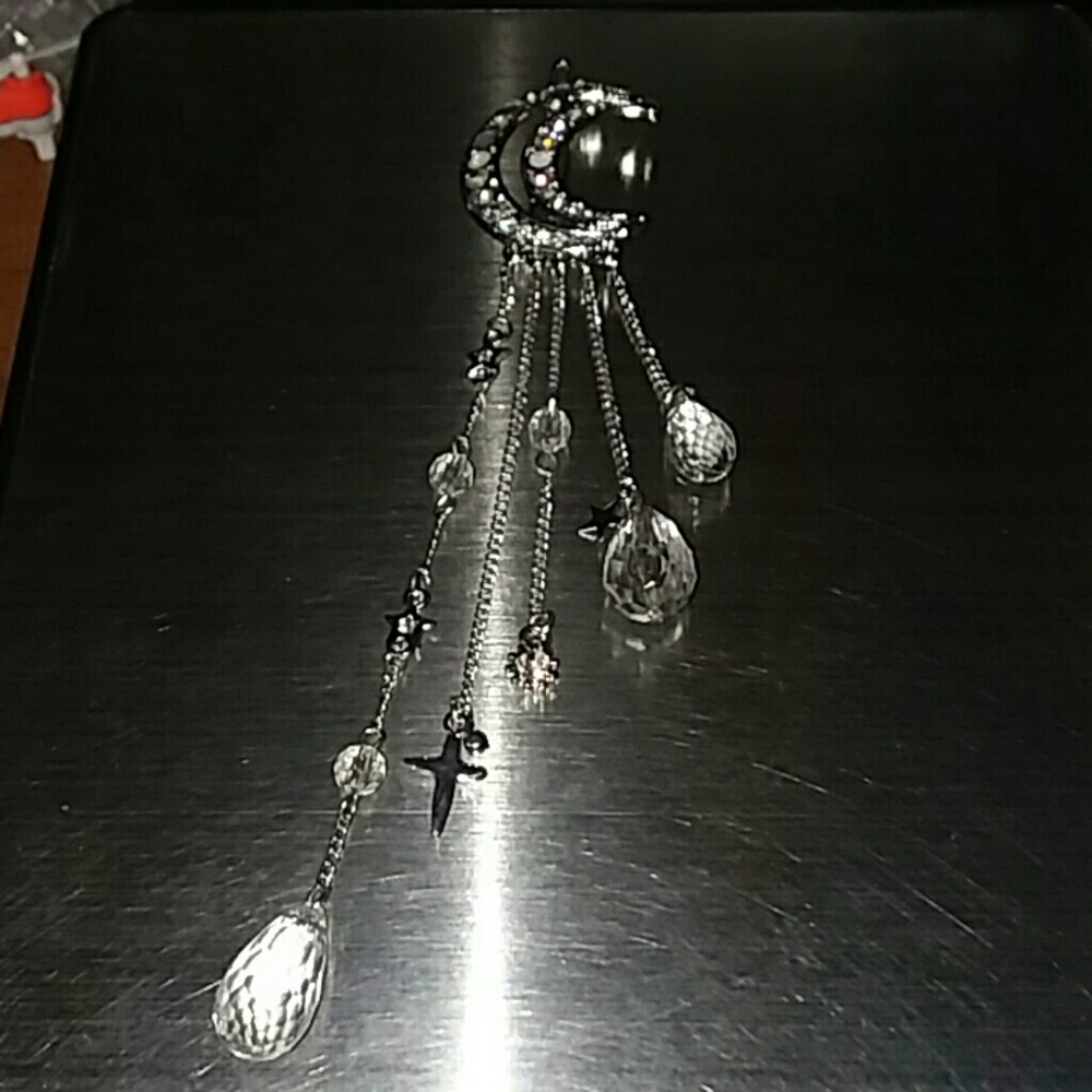 Moon tassel beads dangle hair clip